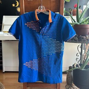 Collezione C2 Mens Blue Custom Fit Polo Shirt Small